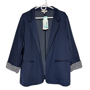 Skies Are Blue Curvy Stitch Fix NWT Asa Knit Blazer Jacket Blue Womens Plus 1X